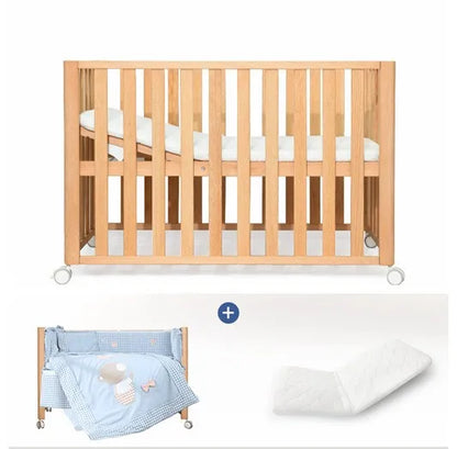 Beech Solid Wood Multi-Functional Movable Baby Crib