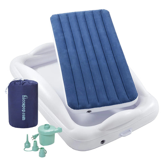 hiccapop Navy Toddler Inflatable Bed with Quadruple Safety Bumpers