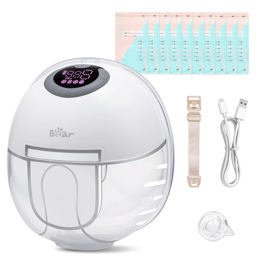 BEAR Hands-Free Wearable Electric Breast Pump with LCD Display – 4 Modes, 9 Levels