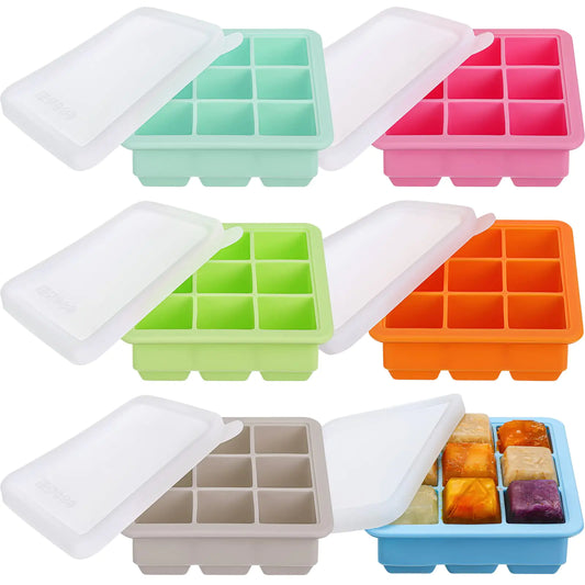 6 Pcs Silicone Baby Food Storage Containers Baby Food Freezer Tray with Lids Silicone Baby Food Freezer Storage Tray Breast Milk Freezer Tray Baby Food Freezer Containers for Baby Food Fruit Purees