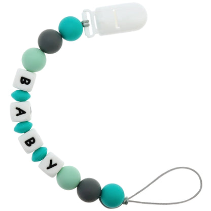 Panny & Mody Custom Name Pacifier Clip - Turquoise