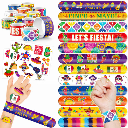 Fiesta Frenzy 24 Mexican Temporary Tattoos and Slap Bracelets