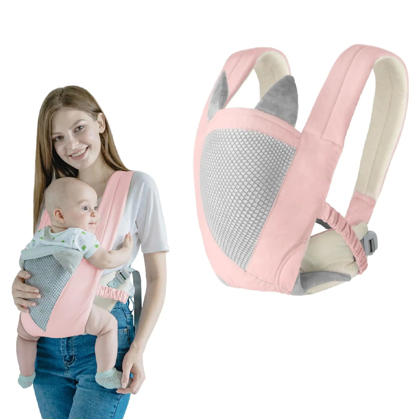Huifen Cozy Mesh Baby Sling: Lightweight Infant to Toddler Carrier, 7-40 lbs (Pink)
