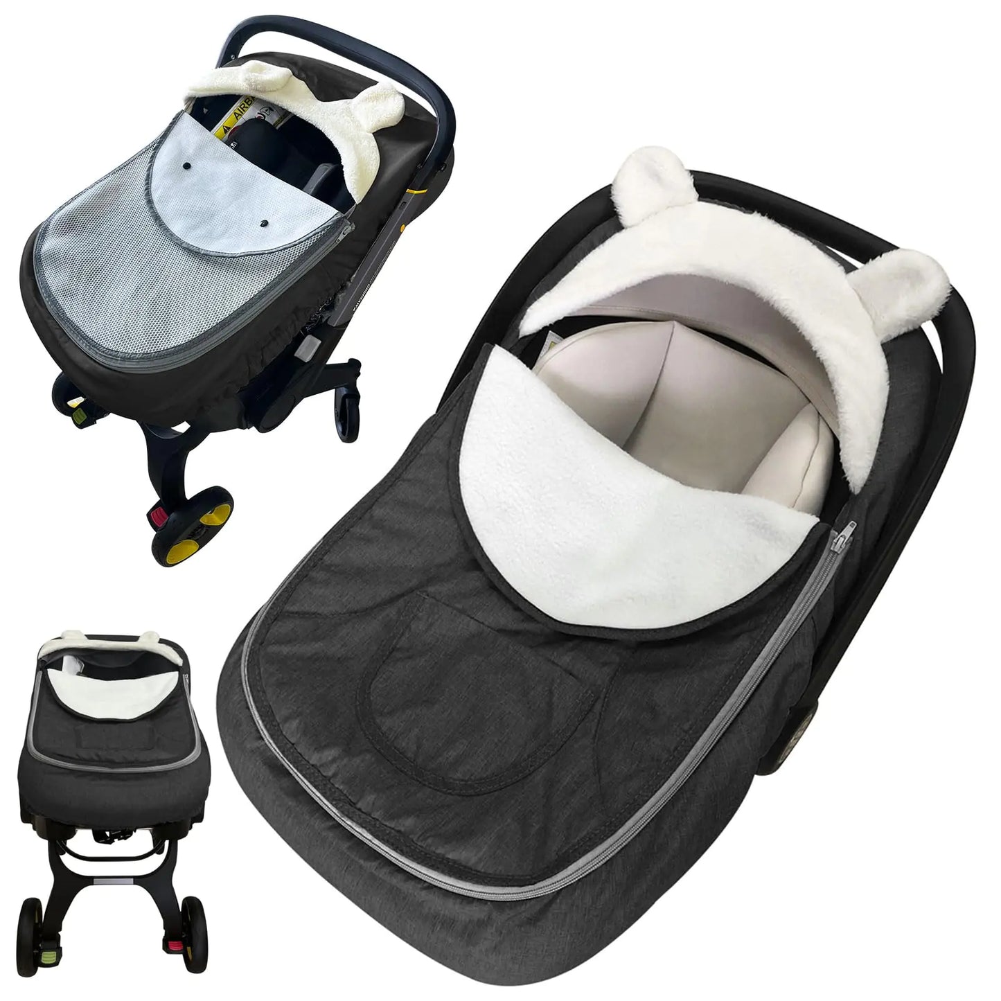 2-in-1 Baby Car Seat Winter Canopy - Thick Fabric