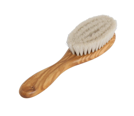 Redecker Olive Wood Baby Brush with Soft Goat Hair 5-3/4-Inches