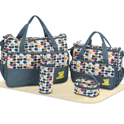 Gray Tote Diaper Bag Combo 5PCS - Travel Ready