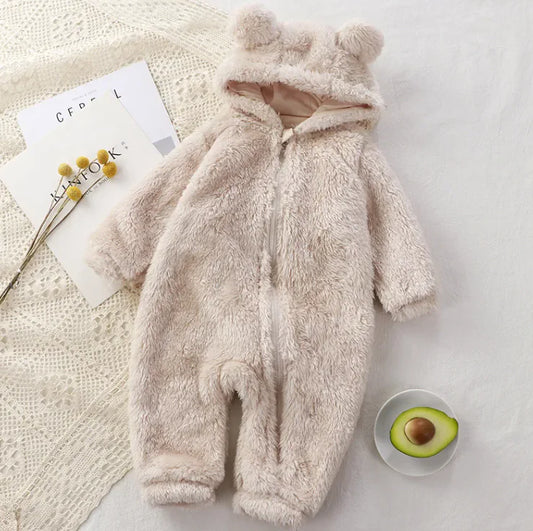 Newborn Warm Hooded Romper – Cozy Cotton Onesie for Babies