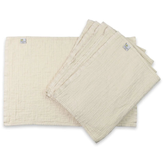 EcoSoft Organic Muslin Diapers - Double Layered Cotton, 6-Pack, Newborn 6-12 lbs