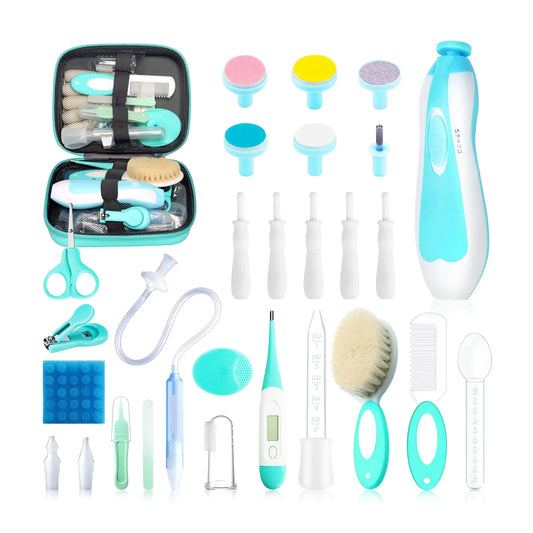 30-in-1 Baby Care and Grooming Essentials Kit with Electric Nail Trimmer (Green)