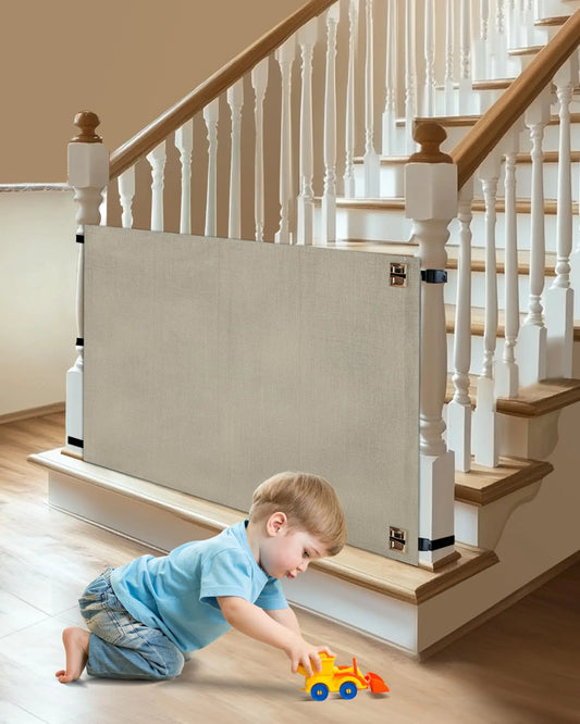 Apricot Soft Safety Gate for Stairs - No Drill Child and Pet Barrier
