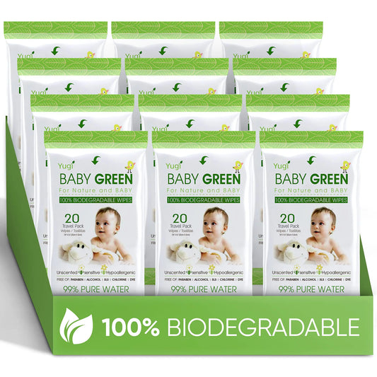 EcoPure Baby Wipes Unscented Compostable – 240 Count Travel Pack