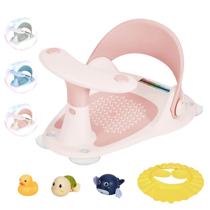 Wddbb Baby Bath Seat with Toys & Thermometer – 6-24 Months, Pink