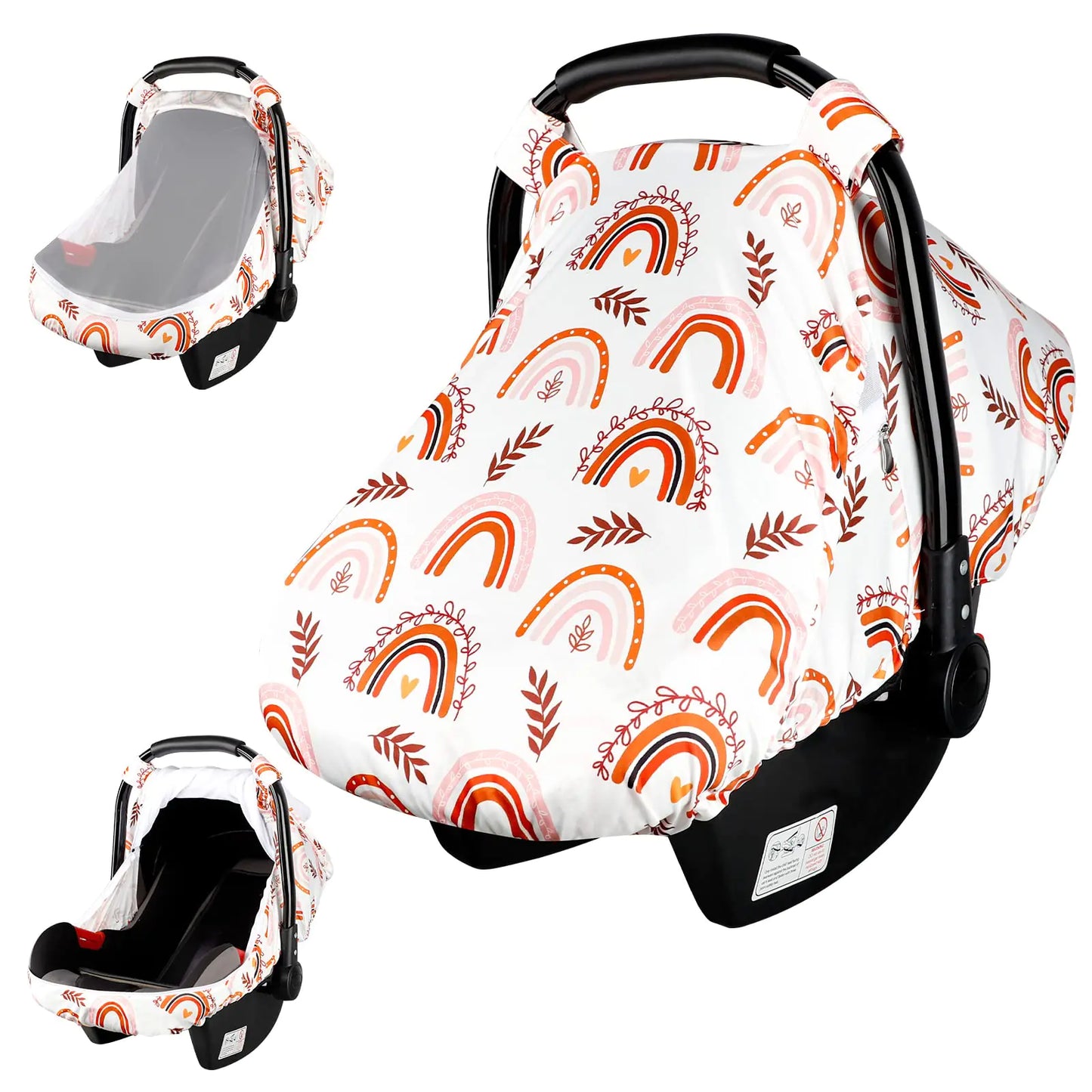 Rainbow Peekaboo Mesh Baby Car Seat Cover