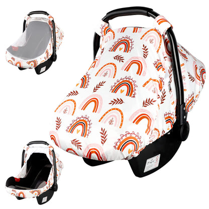 Rainbow Peekaboo Mesh Baby Car Seat Cover