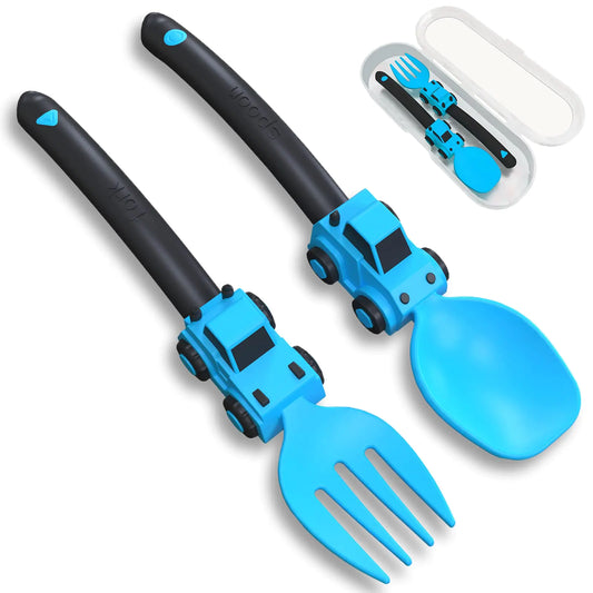 Deinyi Toddler's Car-Themed Utensil Set - Forks & Spoons for Kids