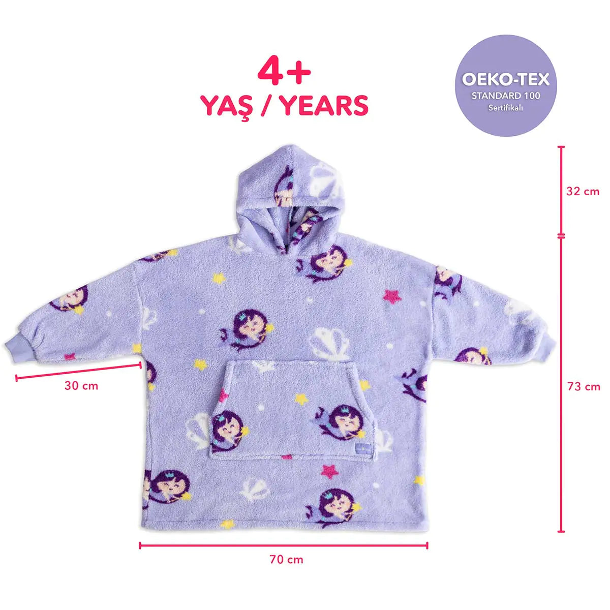 Milk&Moo Kids' Cozy Mermaid Hoodie Blanket in Purple