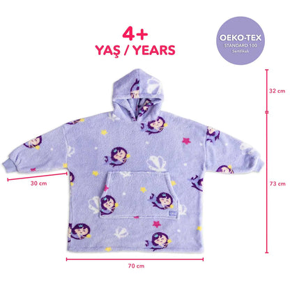 Milk&Moo Kids' Cozy Mermaid Hoodie Blanket in Purple