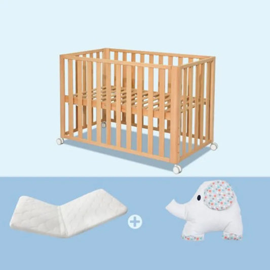 Beech Solid Wood Multi-Functional Movable Baby Crib