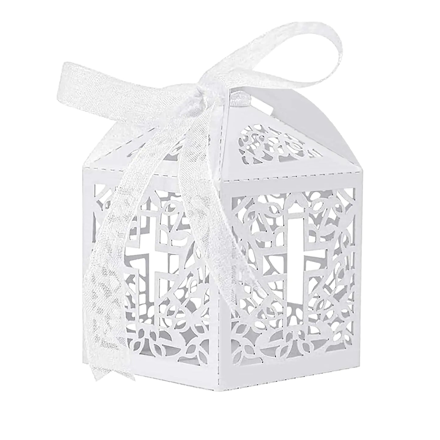 50PCS Cross-Themed Laser Cut Favor Boxes