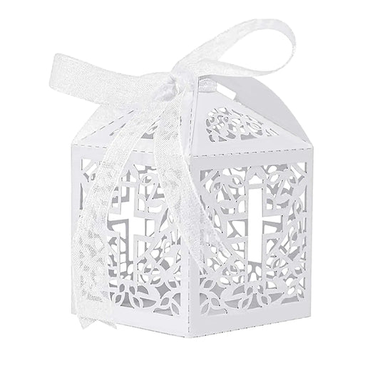 50PCS Cross-Themed Laser Cut Favor Boxes