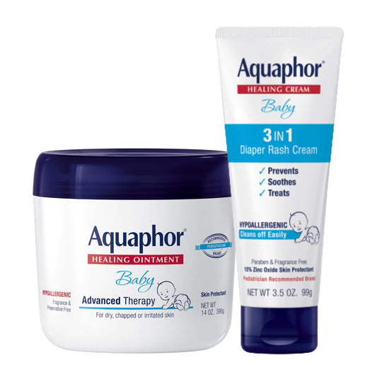 Aquaphor Baby Skin Care Set – Healing Ointment 14oz + 3.5oz Diaper Rash Cream