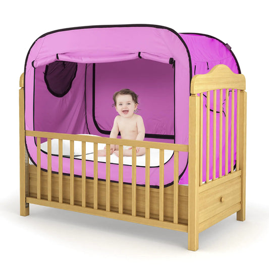 Pop'n Play Baby Privacy Tent with Dual Zippers and Mesh Windows (Pink)