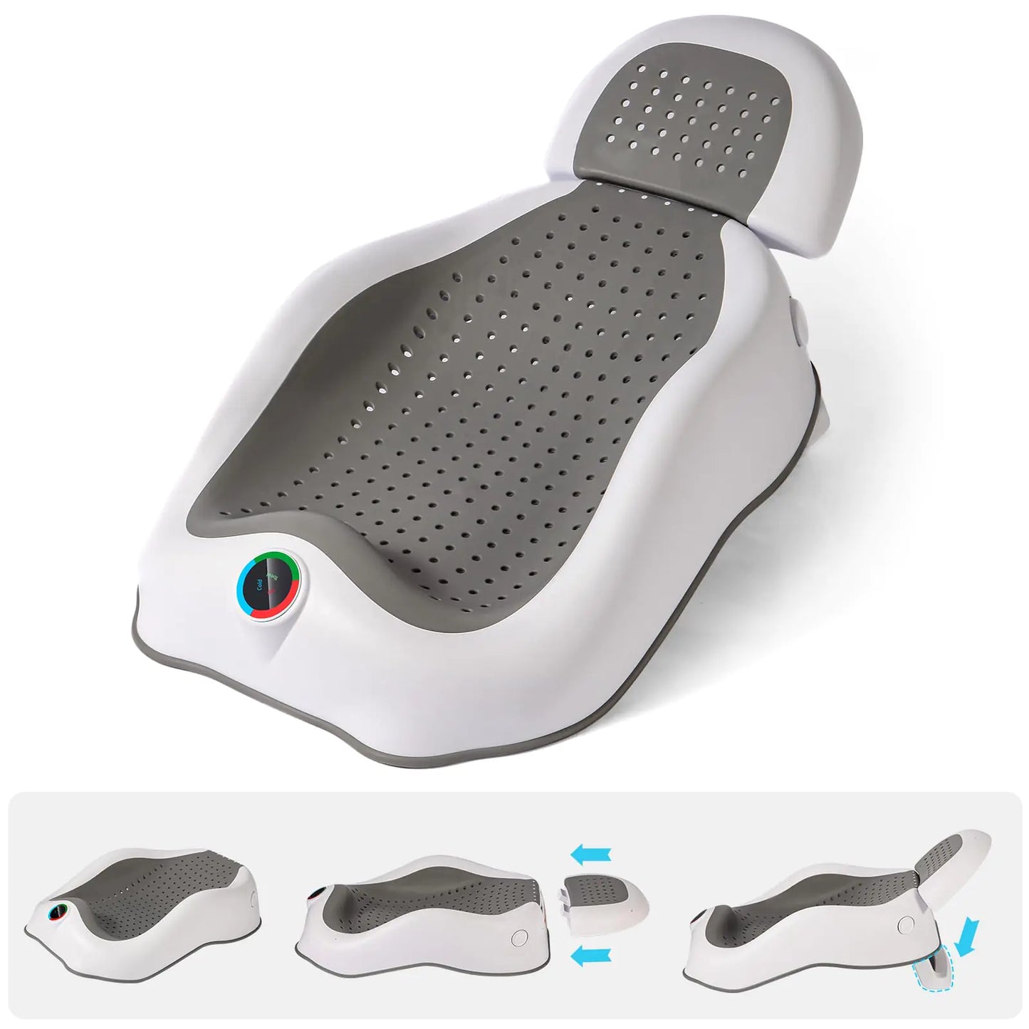 ErgoComfort Infant Bath Tub with Adjustable Seat and Headrest